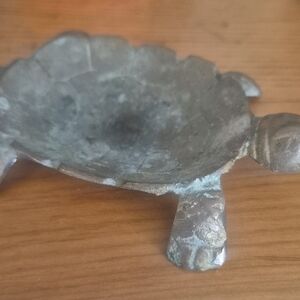 Vtg. Gold Brass Sea Turtle Trinket Dish Beachy Nautical Decor